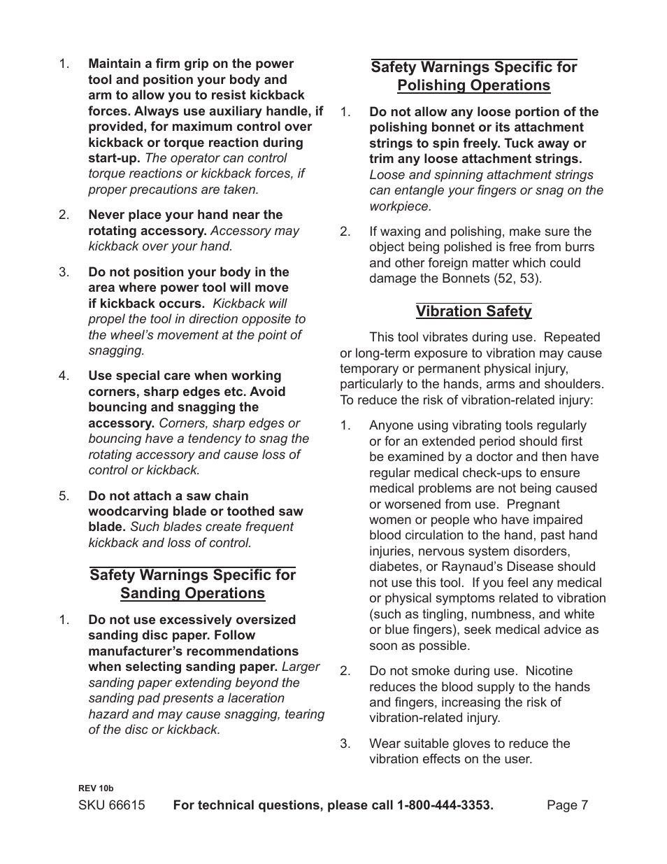 Chicago Electric 7" Electronic Polisher 66615 User Manual | Page 7 / 18