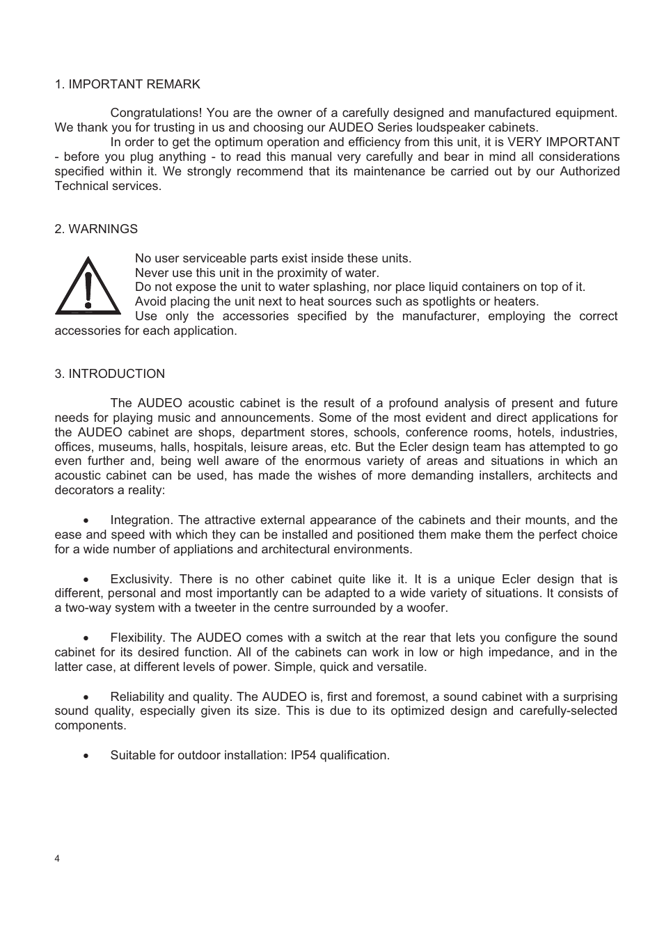 Ecler AUDEO108 User Manual | Page 4 / 24