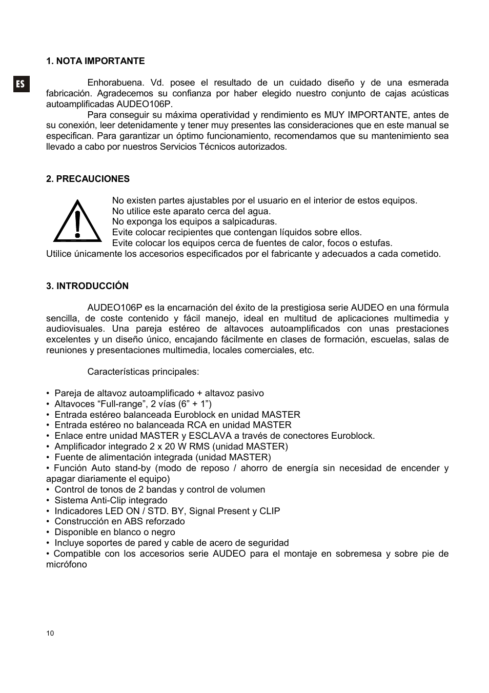 Ecler AUDEO106P User Manual | Page 10 / 28