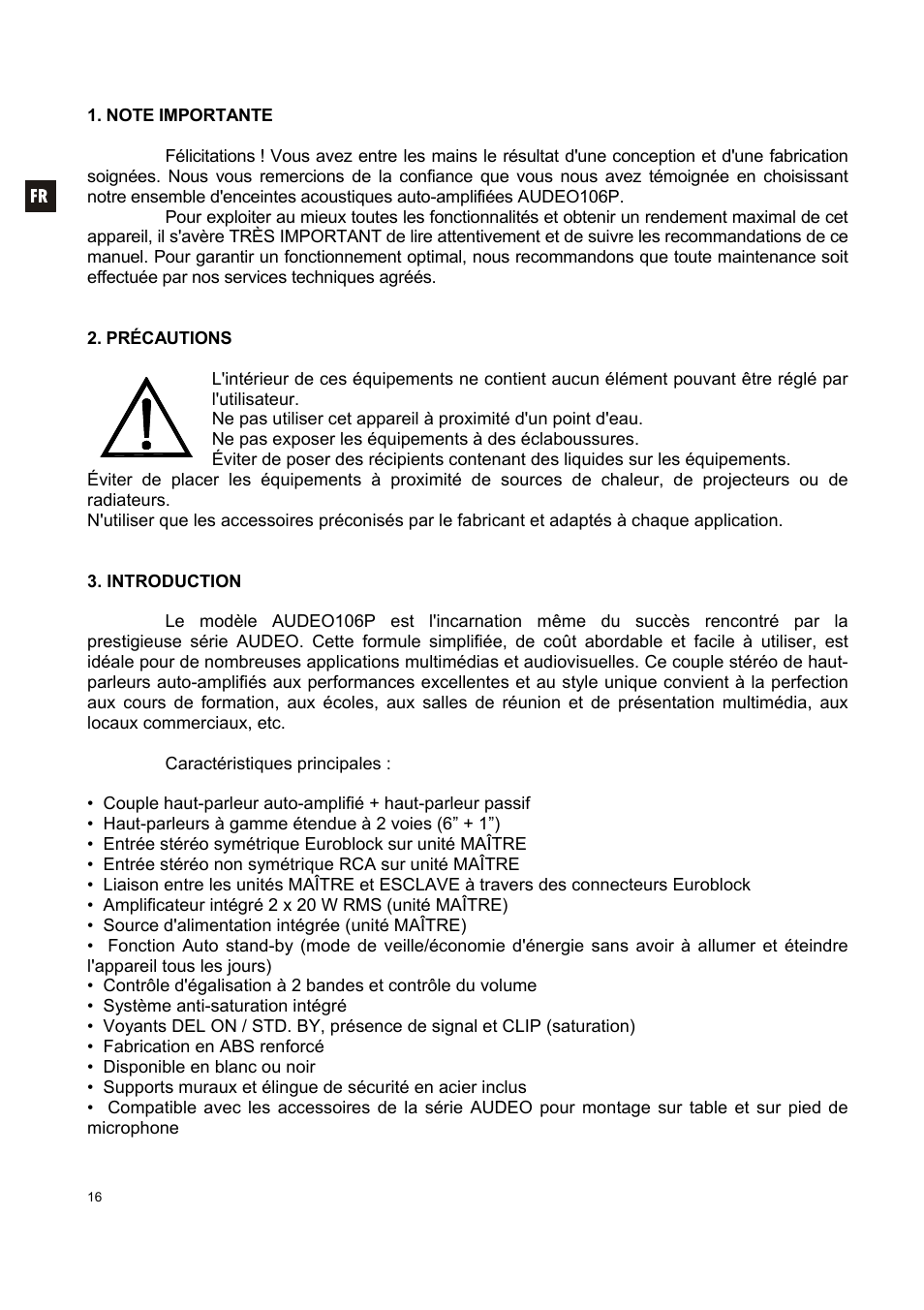 Ecler AUDEO106P User Manual | Page 16 / 28