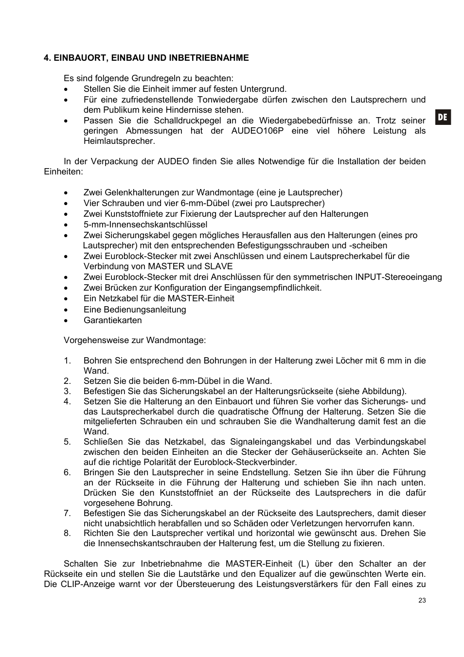 Ecler AUDEO106P User Manual | Page 23 / 28