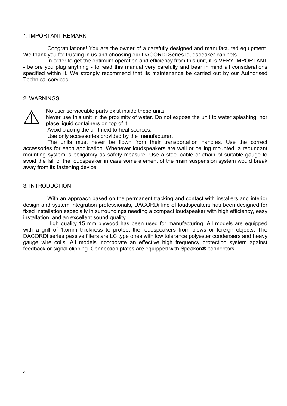 Ecler DACORD-i User Manual | Page 4 / 24