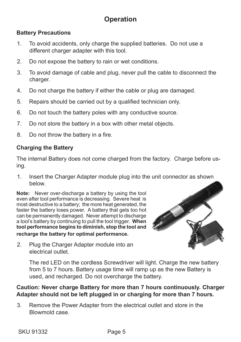 Operation | Chicago Electric 91332 User Manual | Page 5 / 8