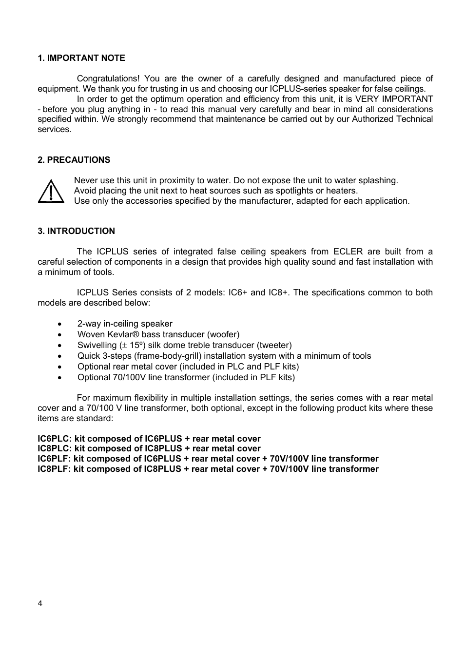 Ecler ICPLUS SERIES User Manual | Page 4 / 20