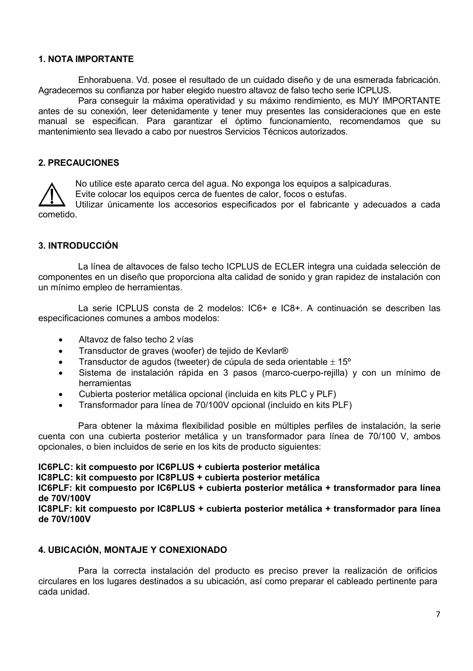 Ecler ICPLUS SERIES User Manual | Page 7 / 20