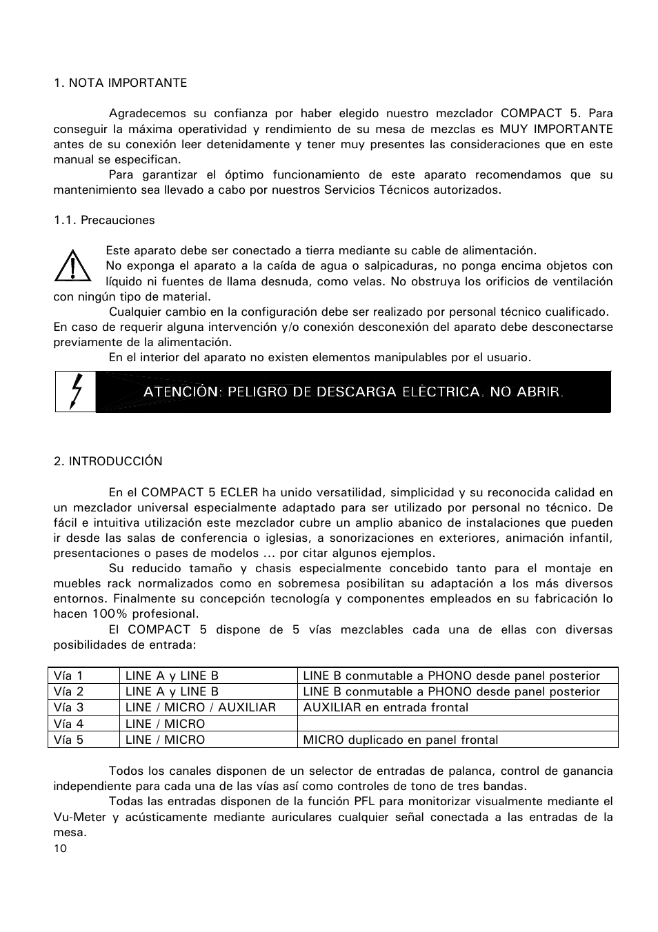 Ecler COMPACT 5 User Manual | Page 10 / 34