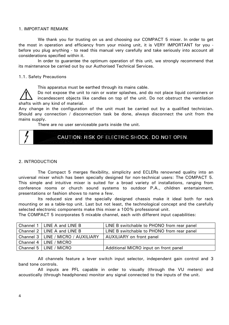 Ecler COMPACT 5 User Manual | Page 4 / 34