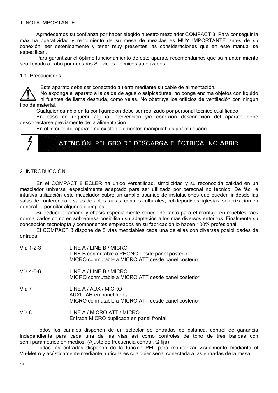 Ecler COMPACT 8 User Manual | Page 10 / 32