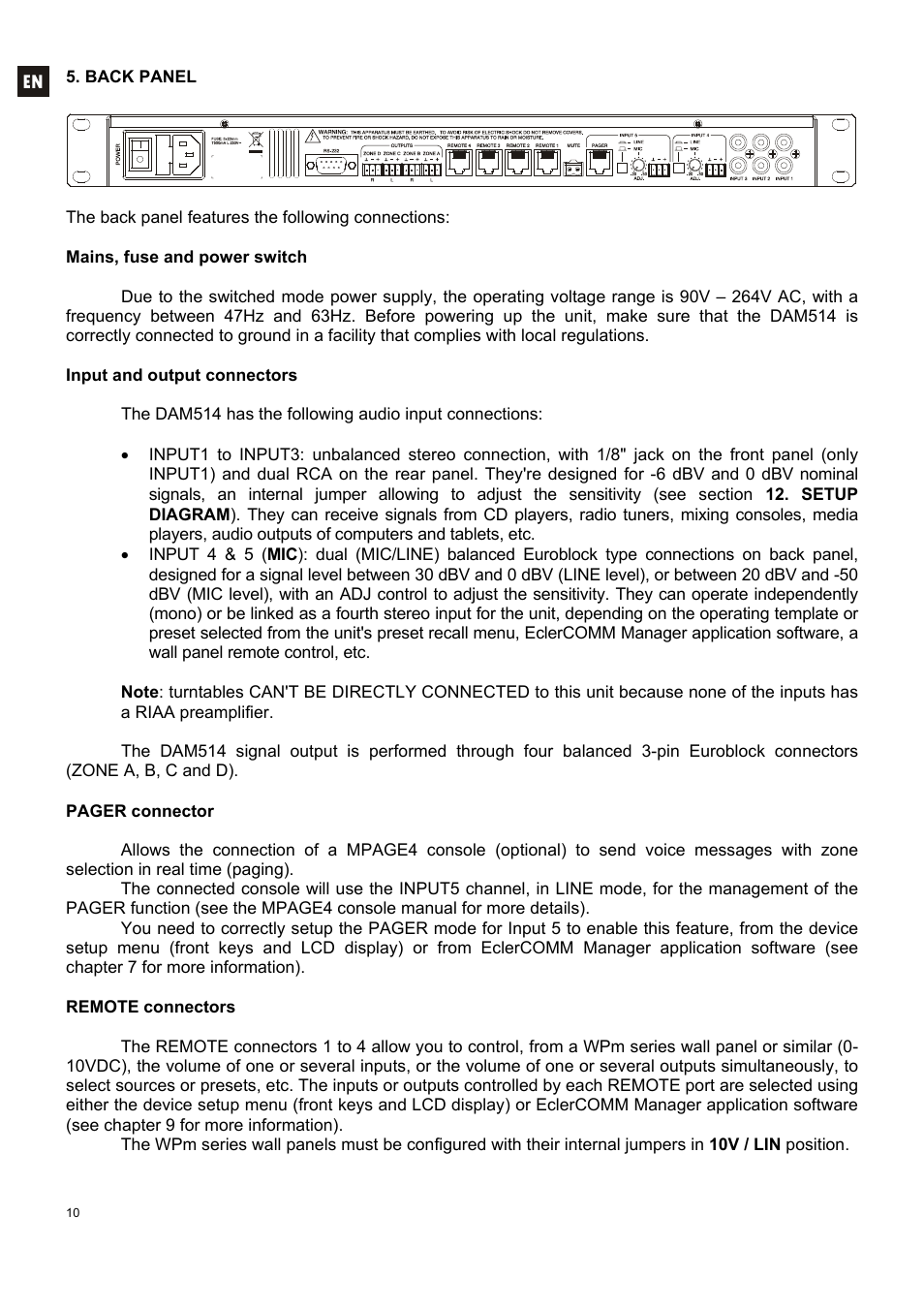 Ecler DAM514 User Manual | Page 10 / 110