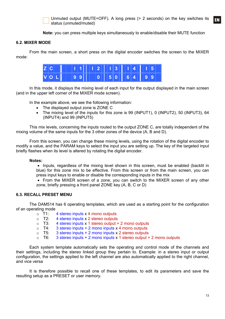 Ecler DAM514 User Manual | Page 13 / 110