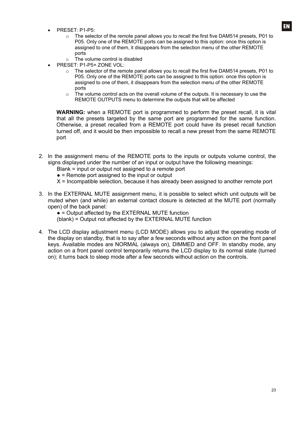 Ecler DAM514 User Manual | Page 23 / 110