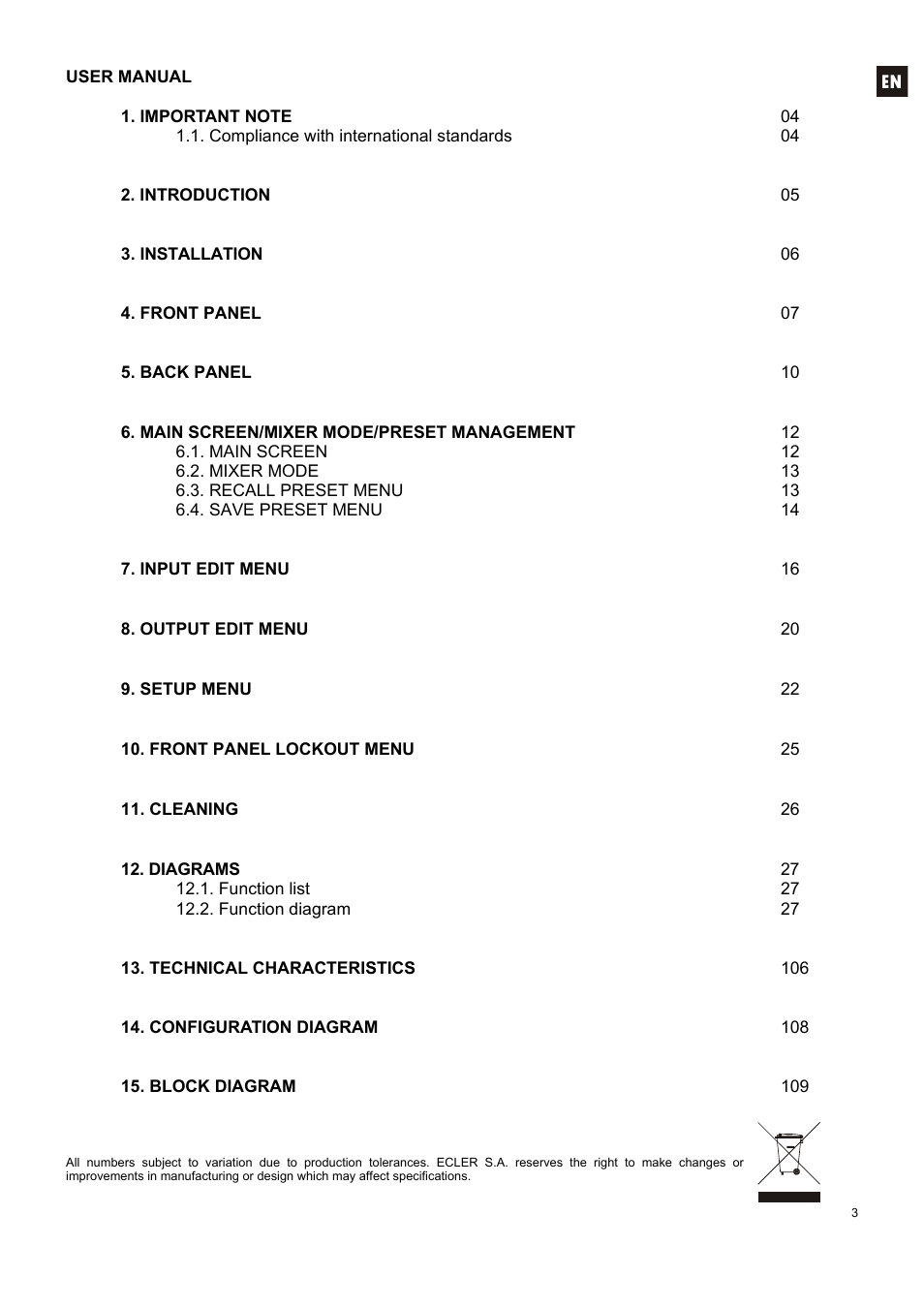 Ecler DAM514 User Manual | Page 3 / 110