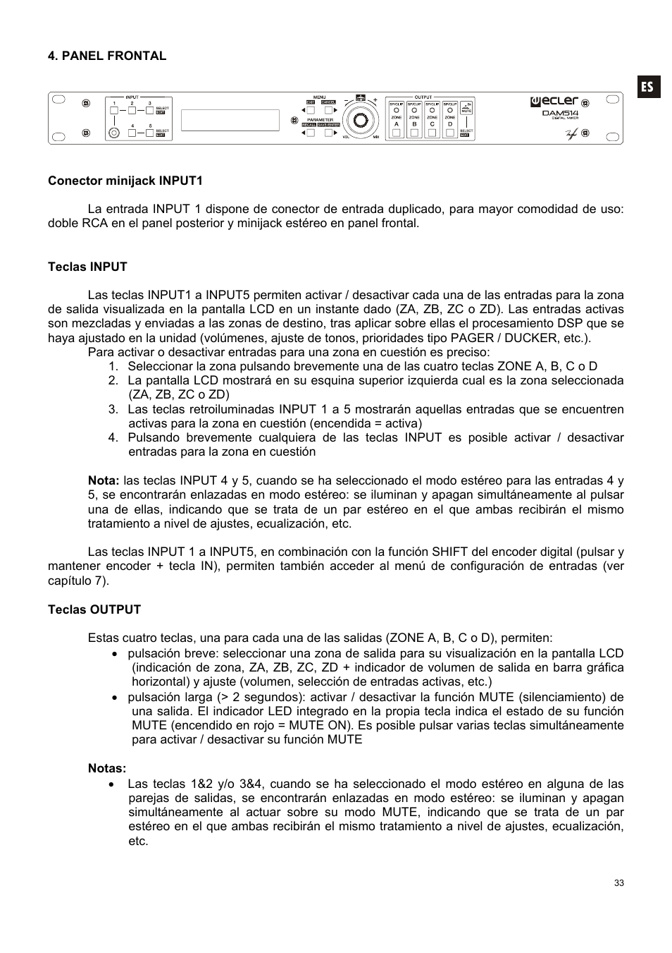 Ecler DAM514 User Manual | Page 33 / 110