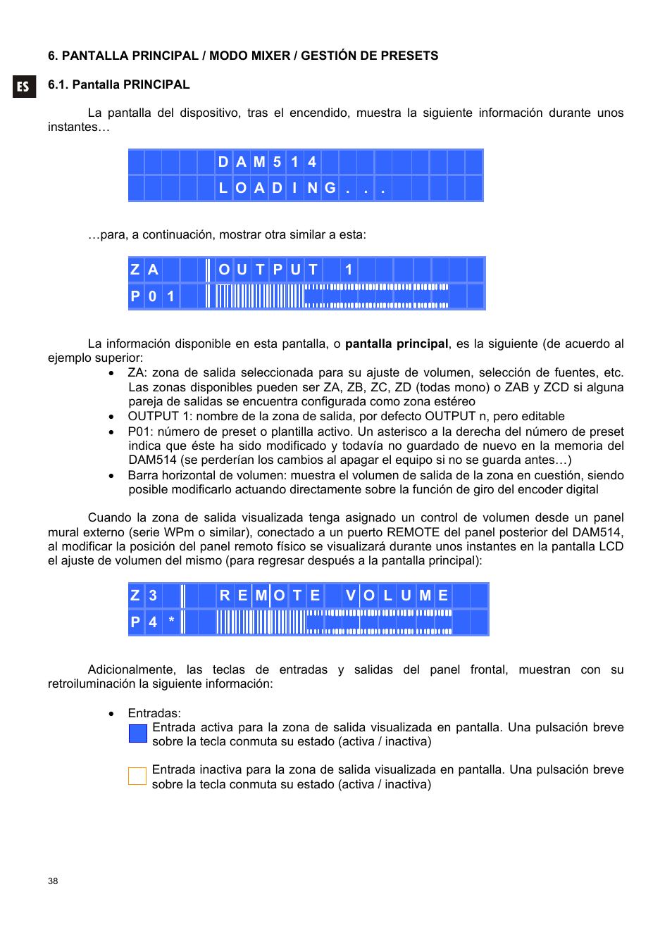 Ecler DAM514 User Manual | Page 38 / 110