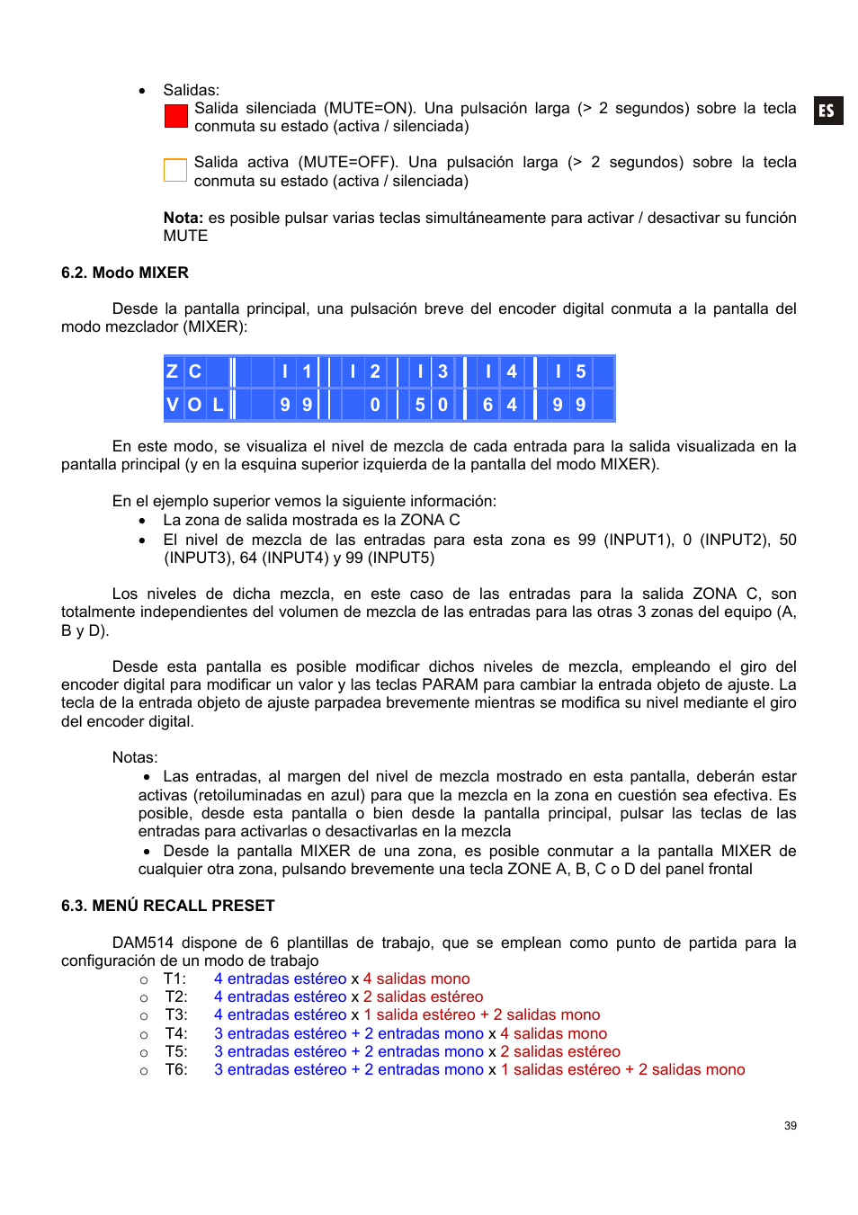 Ecler DAM514 User Manual | Page 39 / 110