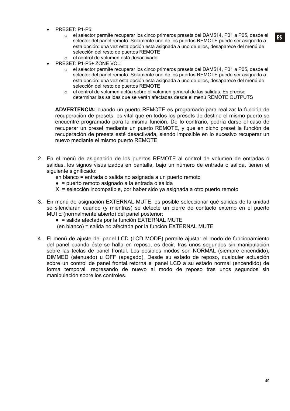 Ecler DAM514 User Manual | Page 49 / 110