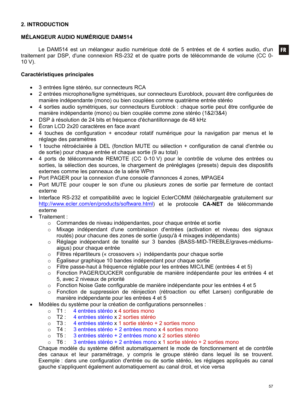 Ecler DAM514 User Manual | Page 57 / 110