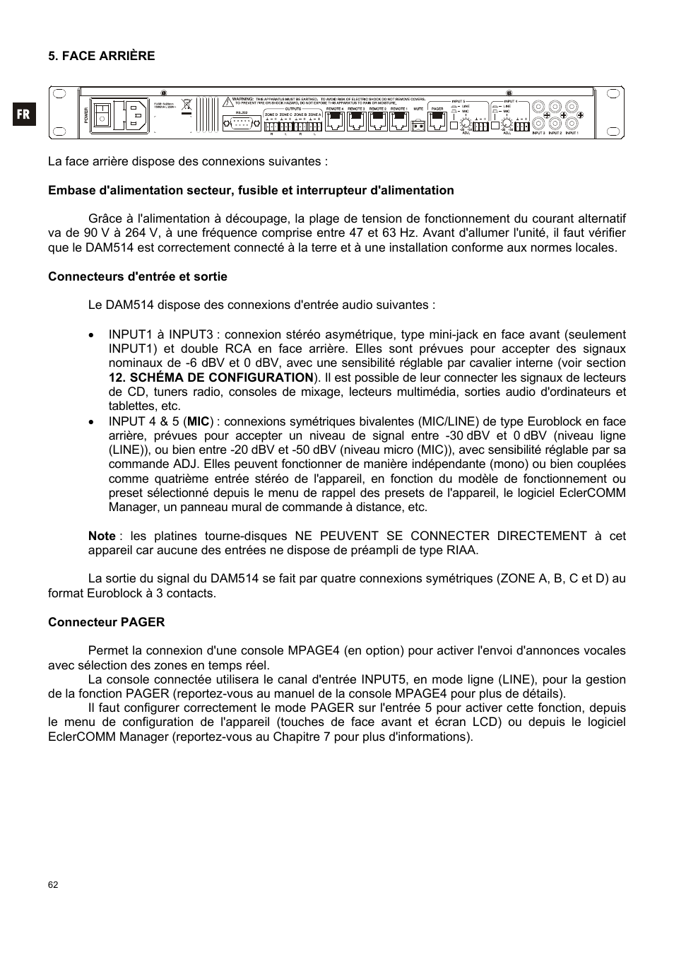 Ecler DAM514 User Manual | Page 62 / 110