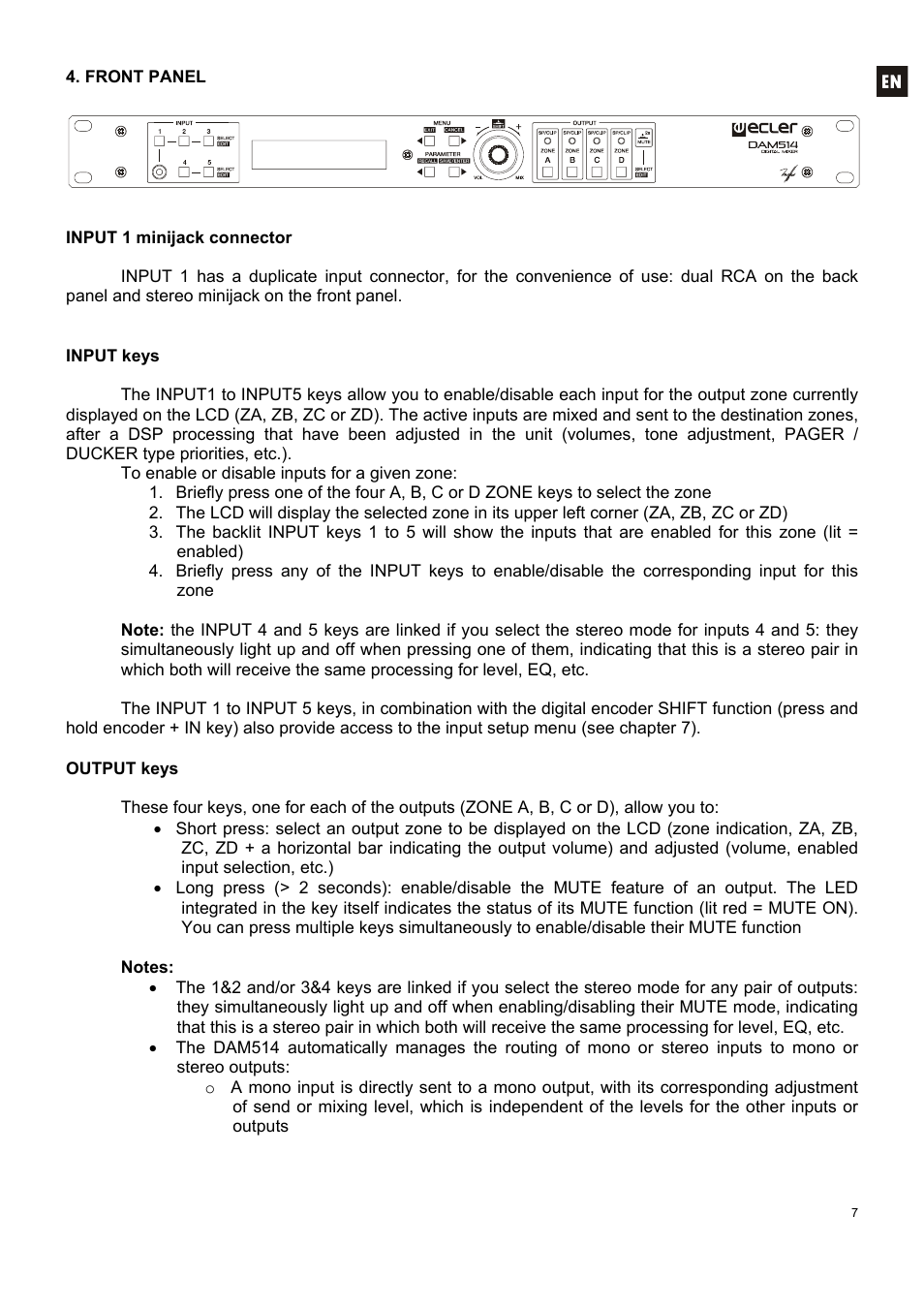 Ecler DAM514 User Manual | Page 7 / 110