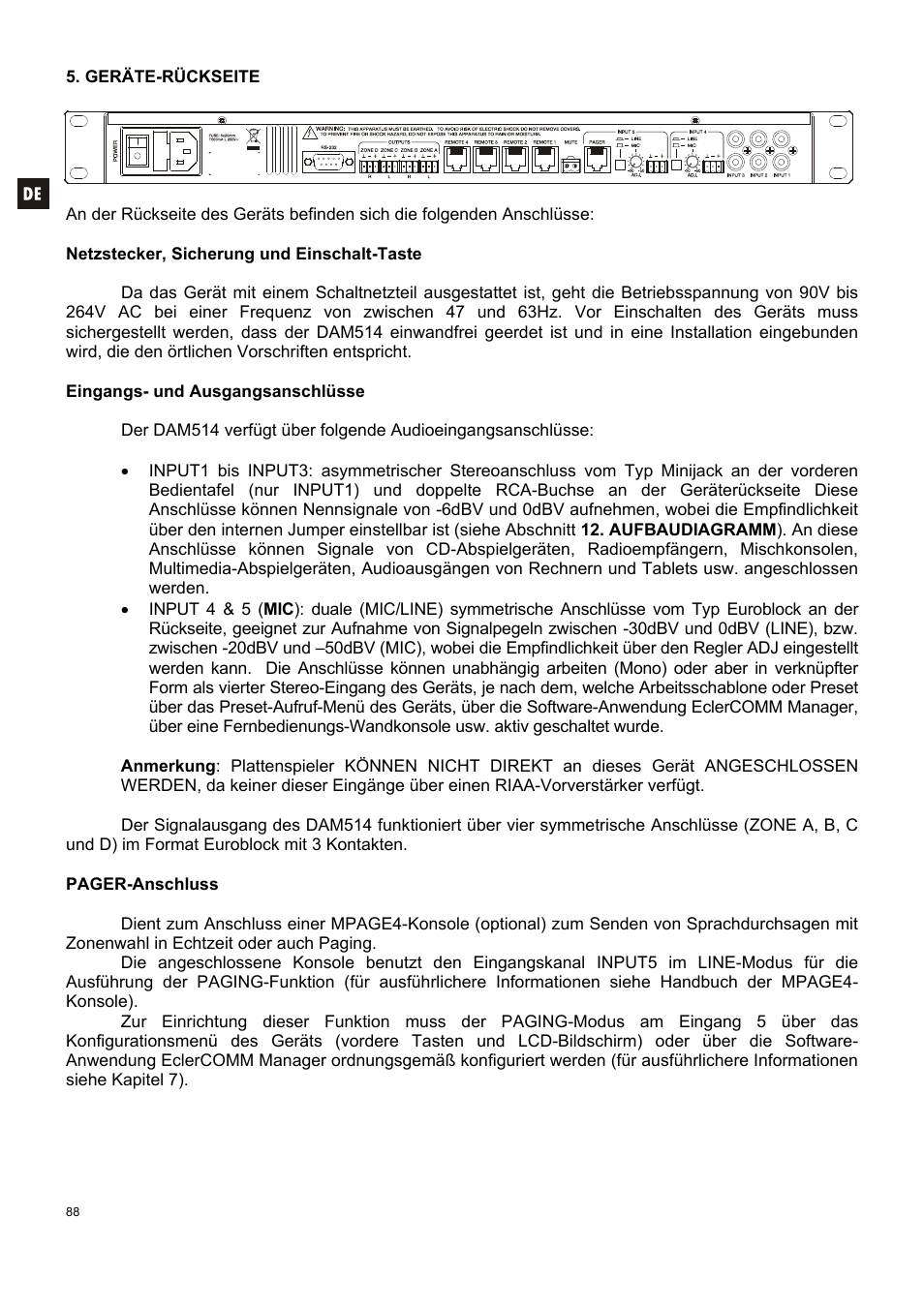 Ecler DAM514 User Manual | Page 88 / 110