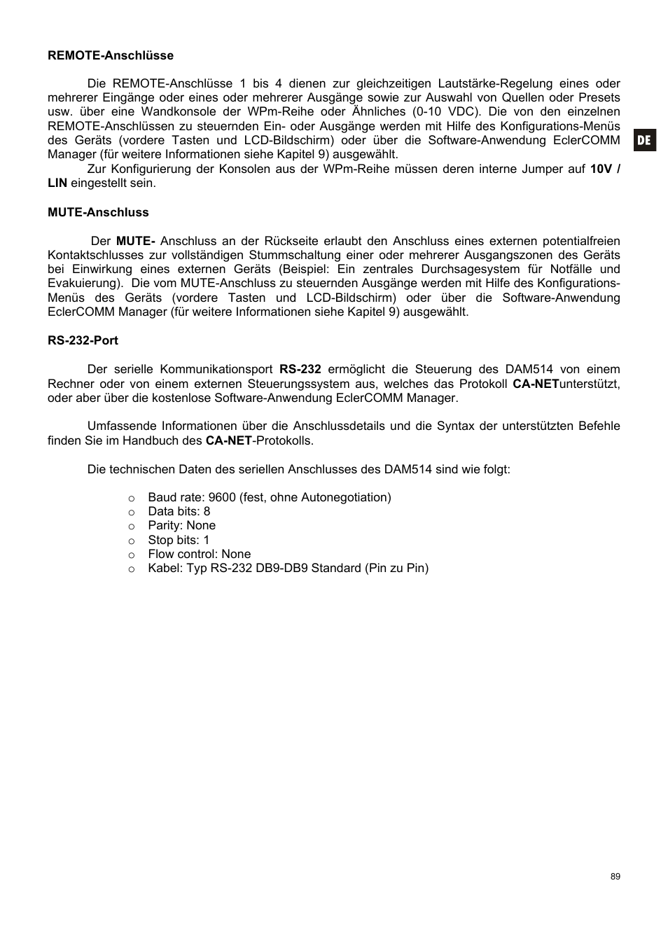 Ecler DAM514 User Manual | Page 89 / 110