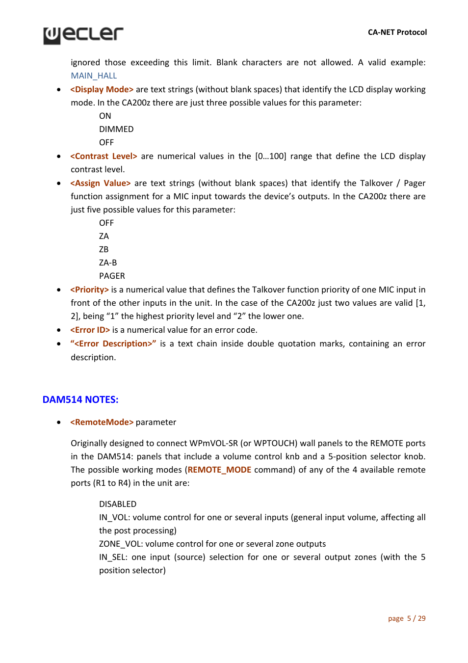 Ecler CA‐NET RS‐232 User Manual | Page 5 / 29