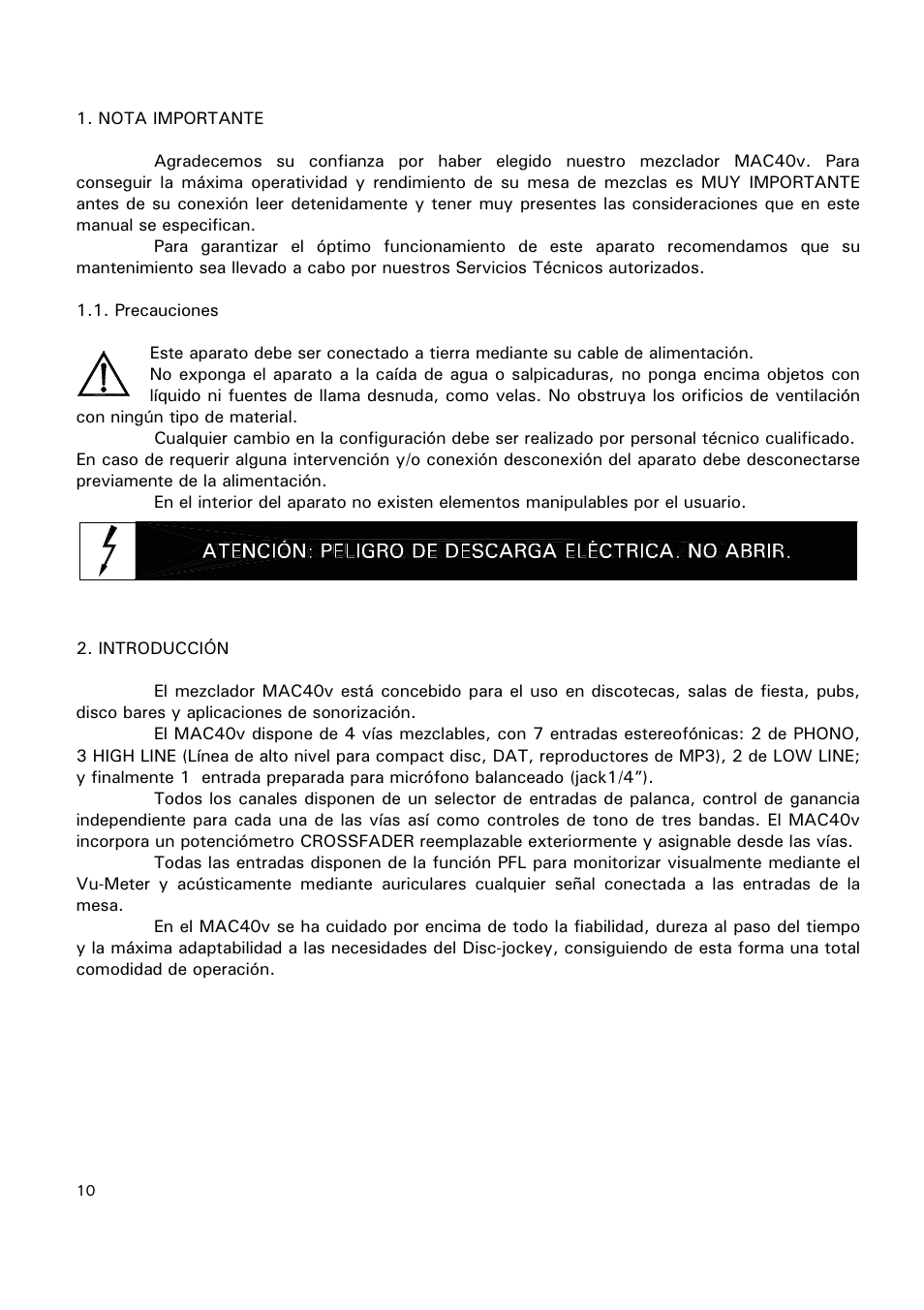 Ecler MAC40v User Manual | Page 10 / 34