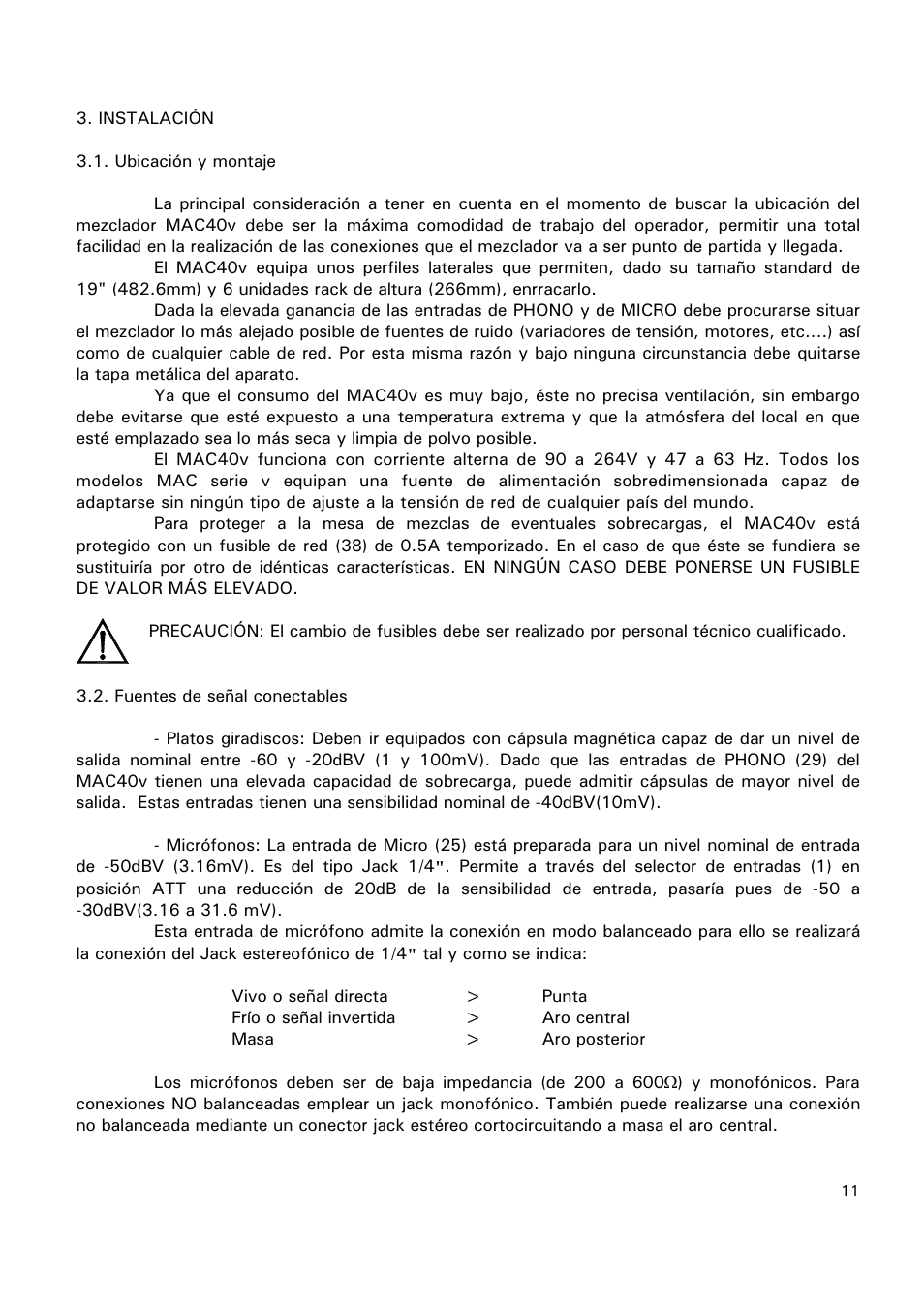 Ecler MAC40v User Manual | Page 11 / 34