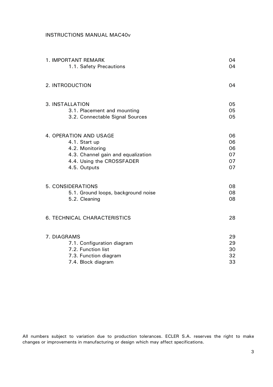 Ecler MAC40v User Manual | Page 3 / 34