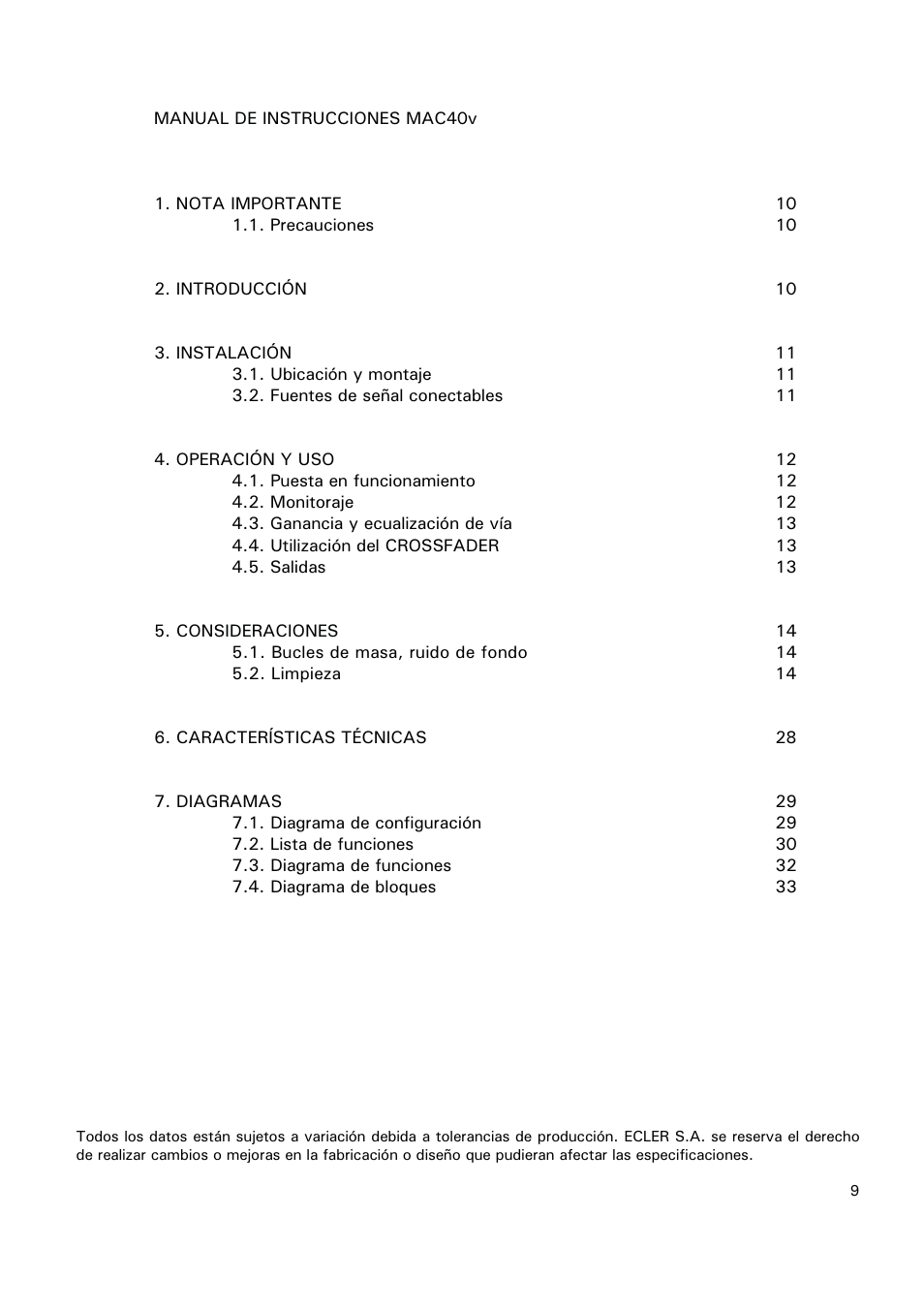 Ecler MAC40v User Manual | Page 9 / 34