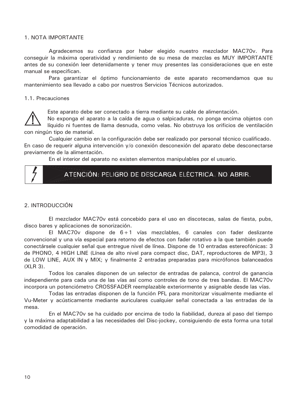 Ecler MAC70v User Manual | Page 10 / 38