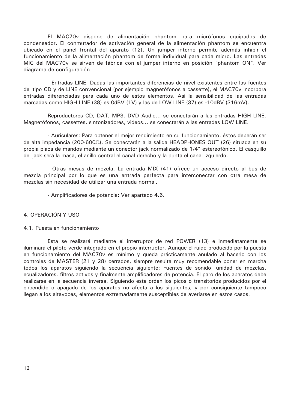 Ecler MAC70v User Manual | Page 12 / 38