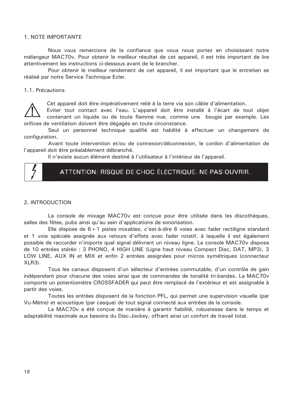 Ecler MAC70v User Manual | Page 18 / 38