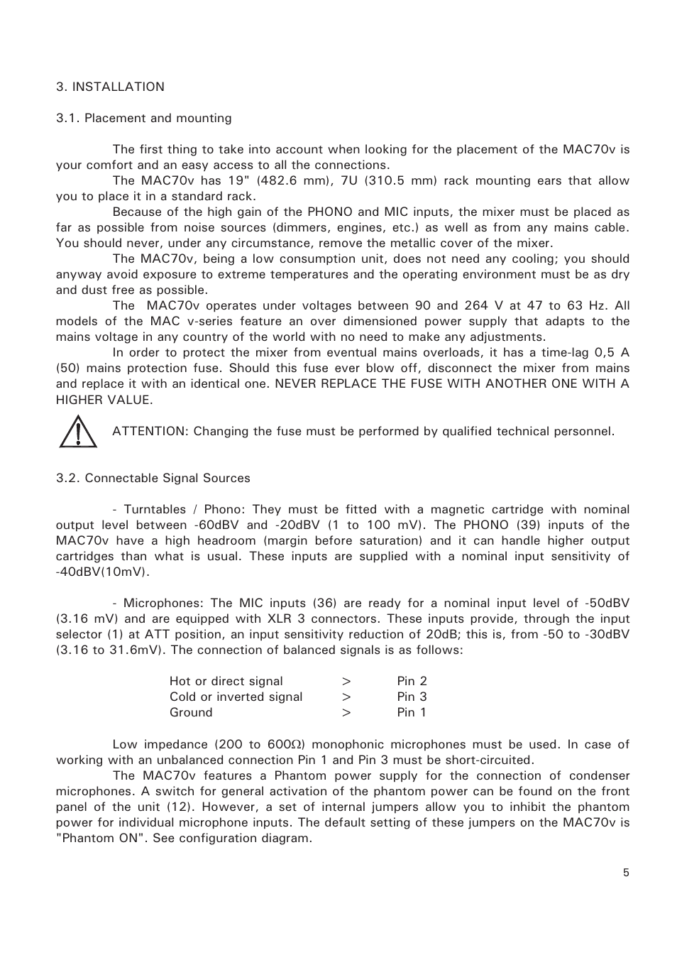 Ecler MAC70v User Manual | Page 5 / 38