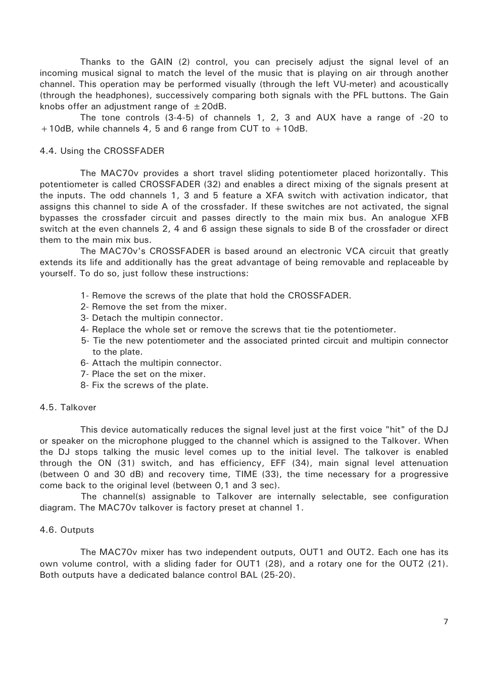 Ecler MAC70v User Manual | Page 7 / 38