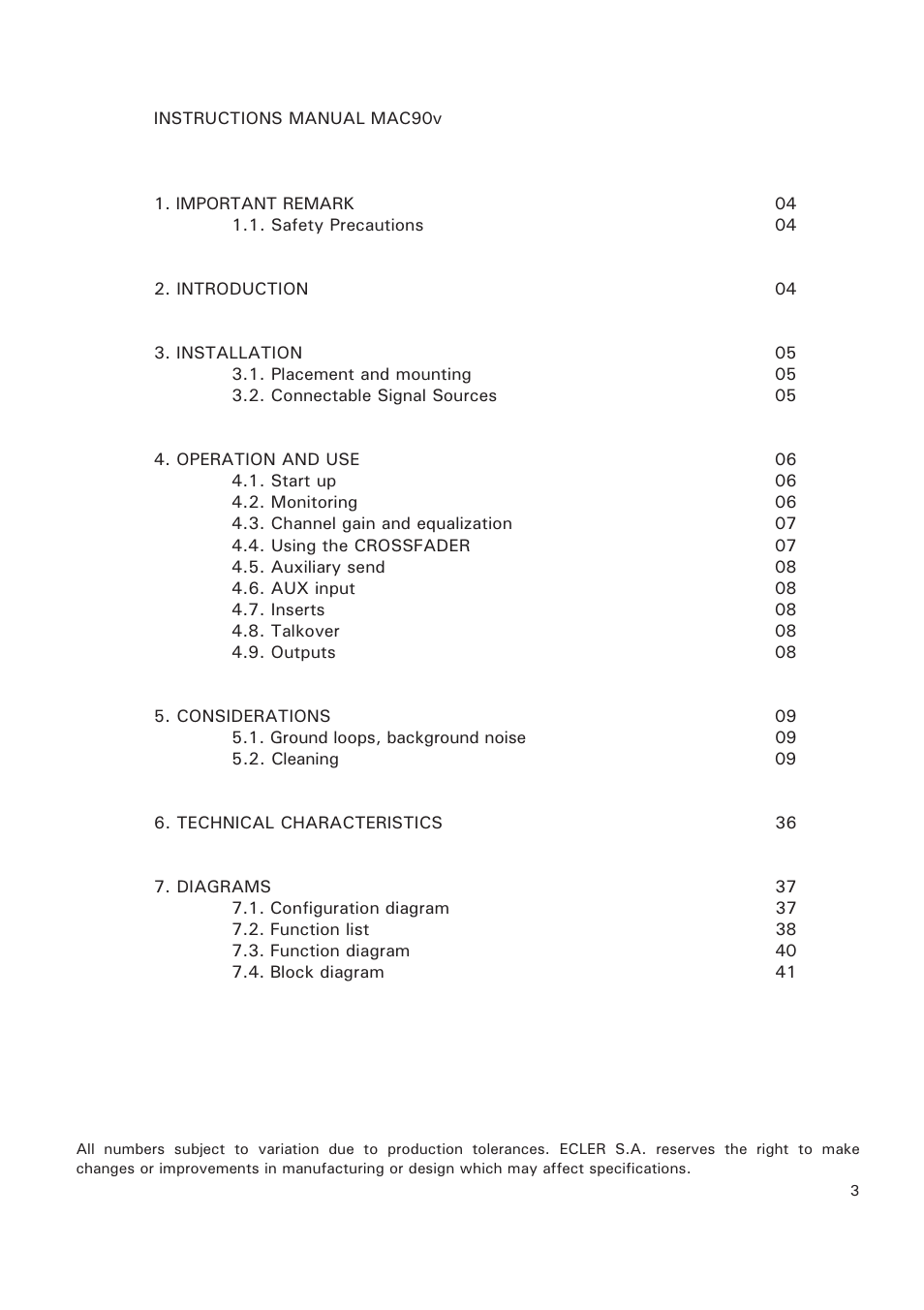 Ecler MAC90v User Manual | Page 3 / 42