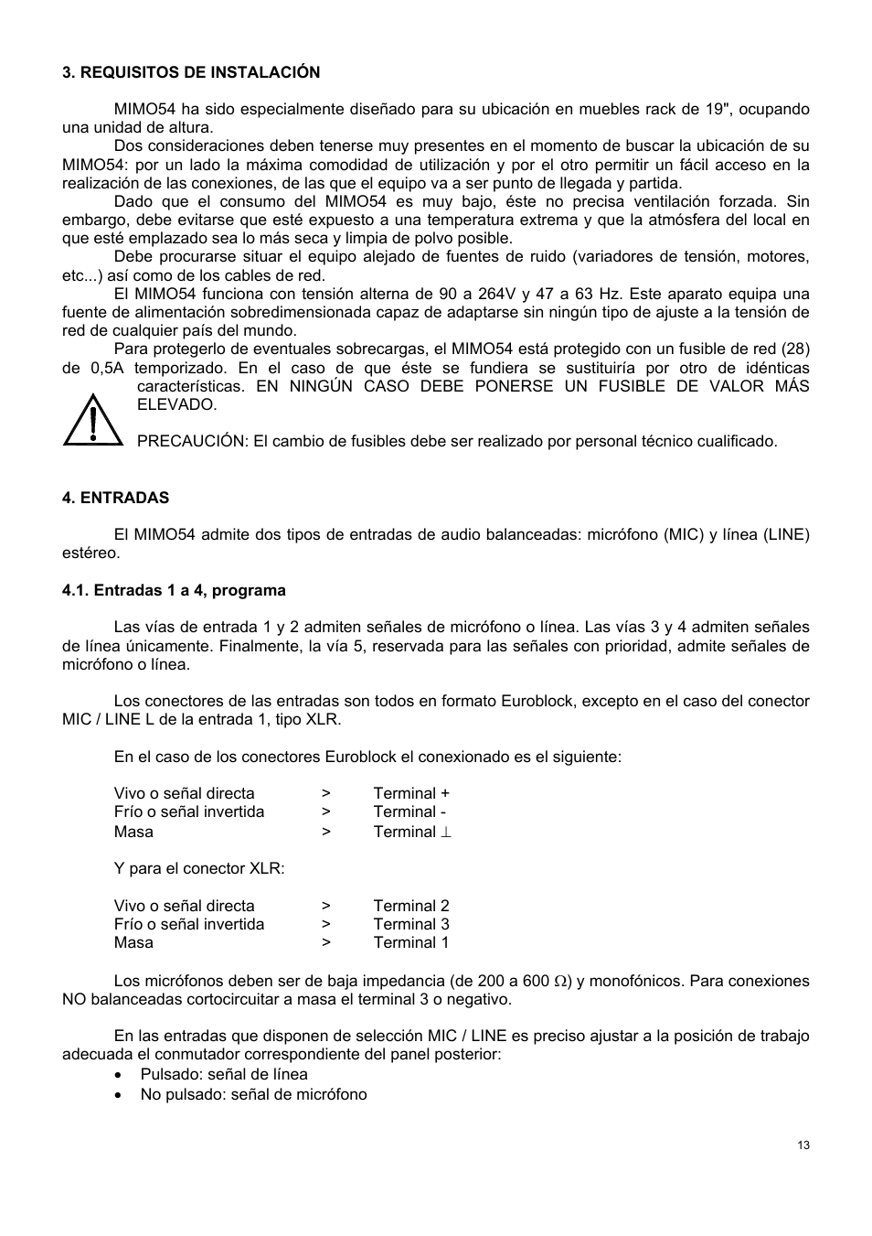 Ecler MIMO 54 User Manual | Page 13 / 44