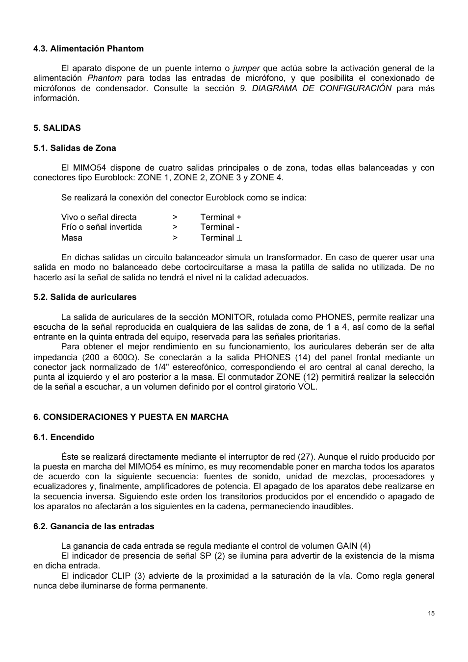 Ecler MIMO 54 User Manual | Page 15 / 44