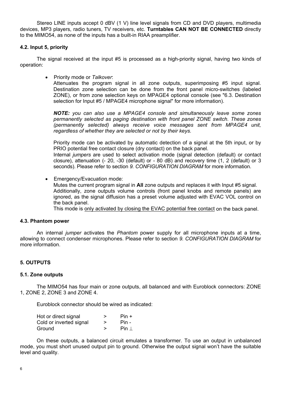 Ecler MIMO 54 User Manual | Page 6 / 44