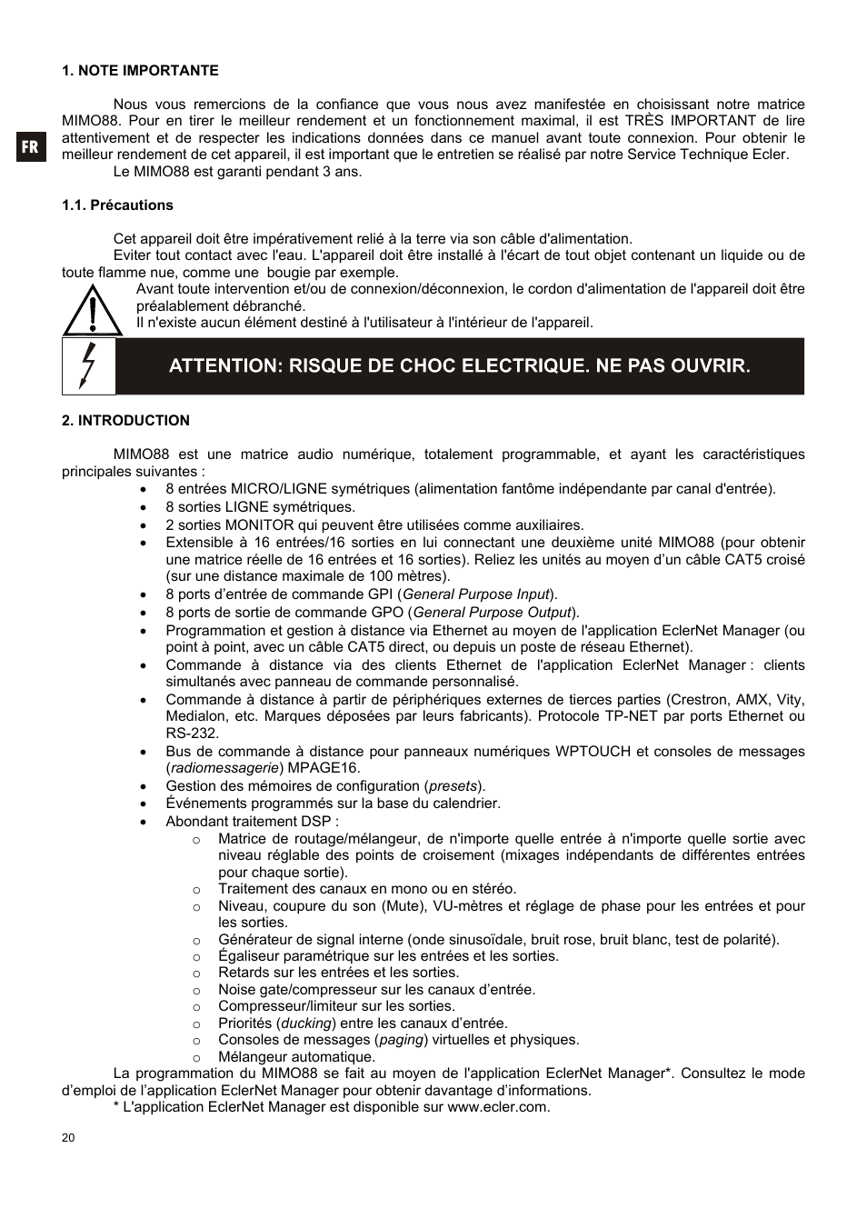 Ecler MIMO 88 User Manual | Page 20 / 40