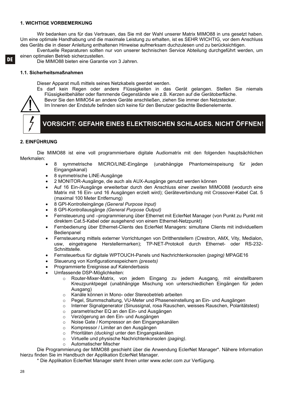 Ecler MIMO 88 User Manual | Page 28 / 40