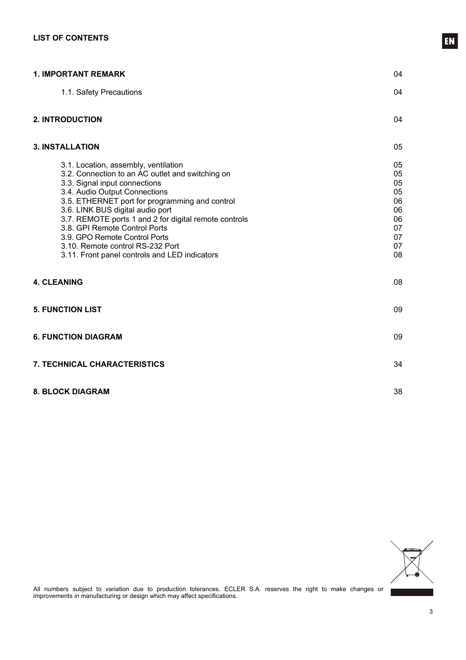 Ecler MIMO 88 User Manual | Page 3 / 40