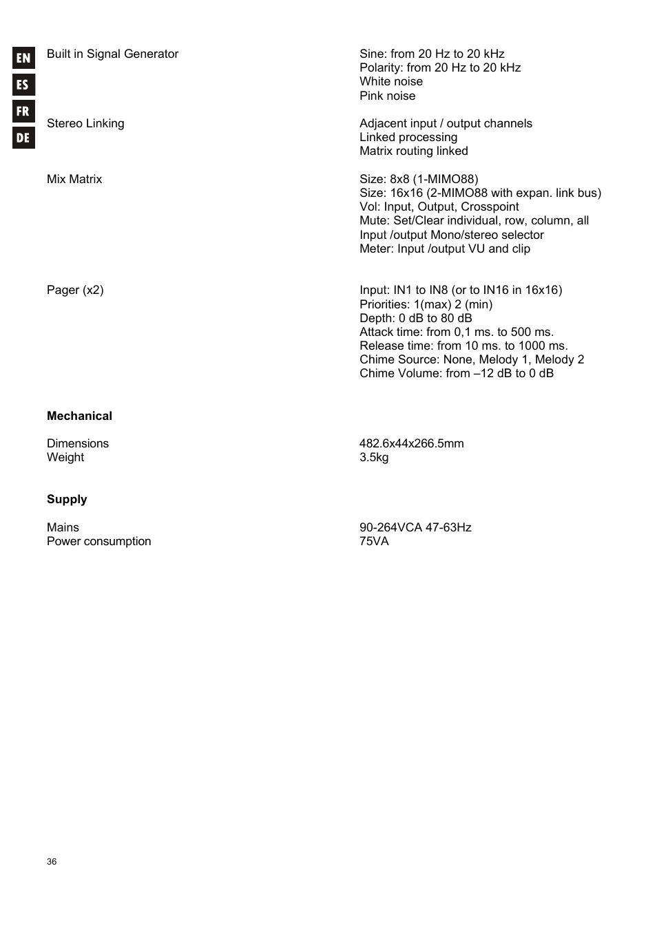 Ecler MIMO 88 User Manual | Page 36 / 40