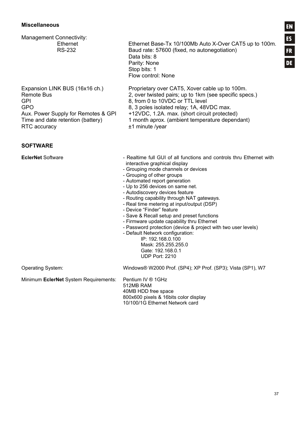 Ecler MIMO 88 User Manual | Page 37 / 40