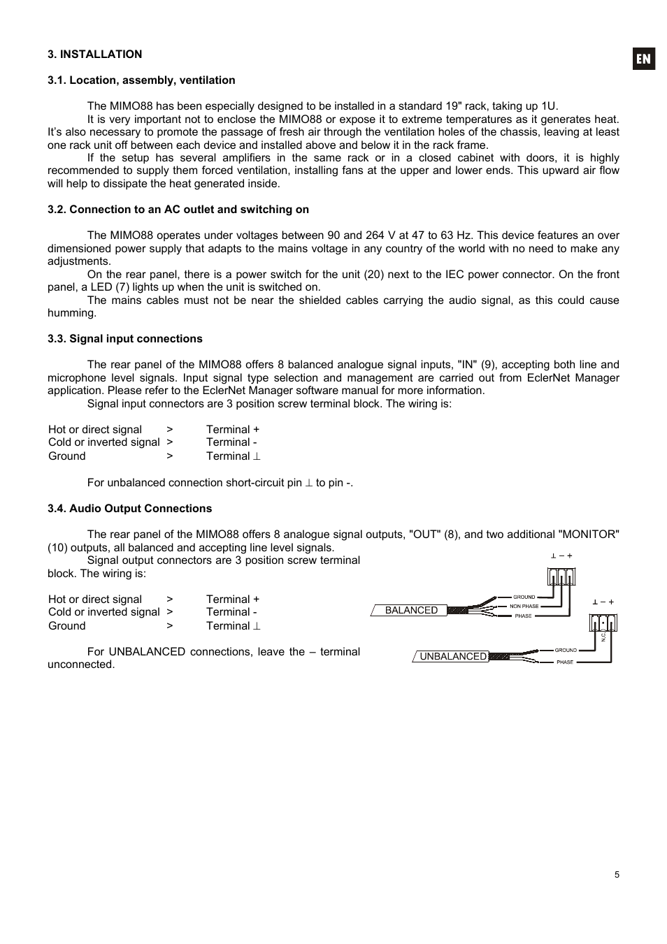 Ecler MIMO 88 User Manual | Page 5 / 40