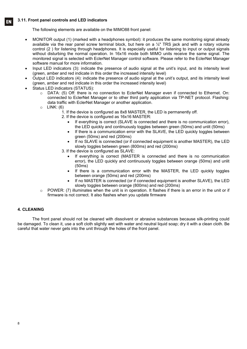 Ecler MIMO 88 User Manual | Page 8 / 40