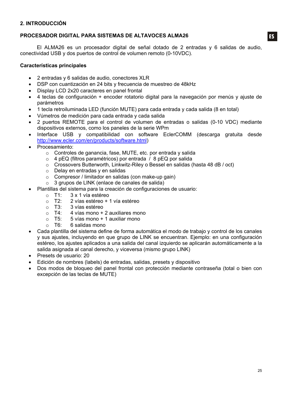 Ecler ALMA26 User Manual | Page 25 / 82