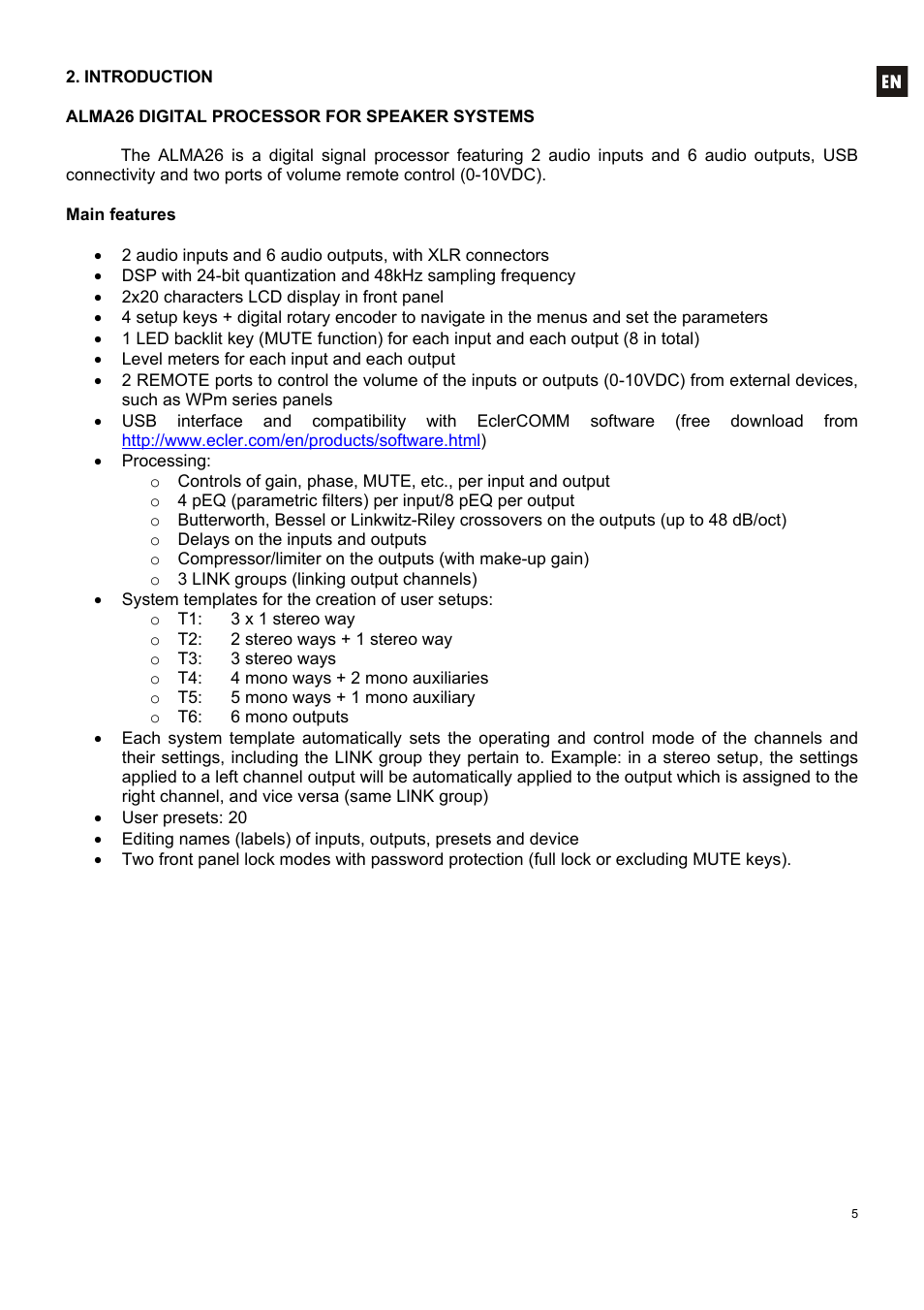 Ecler ALMA26 User Manual | Page 5 / 82