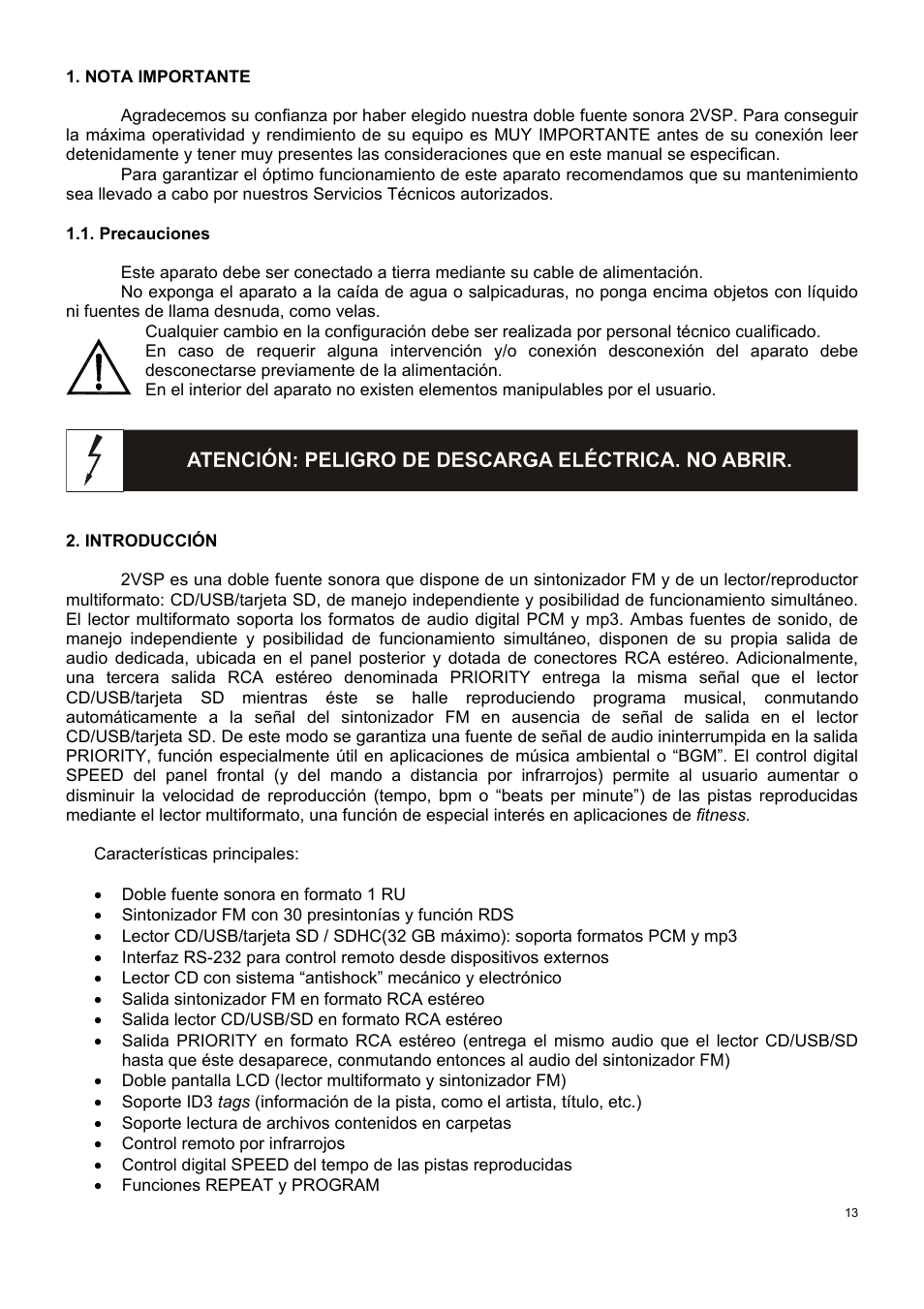 Ecler 2VSP-RS User Manual | Page 13 / 40