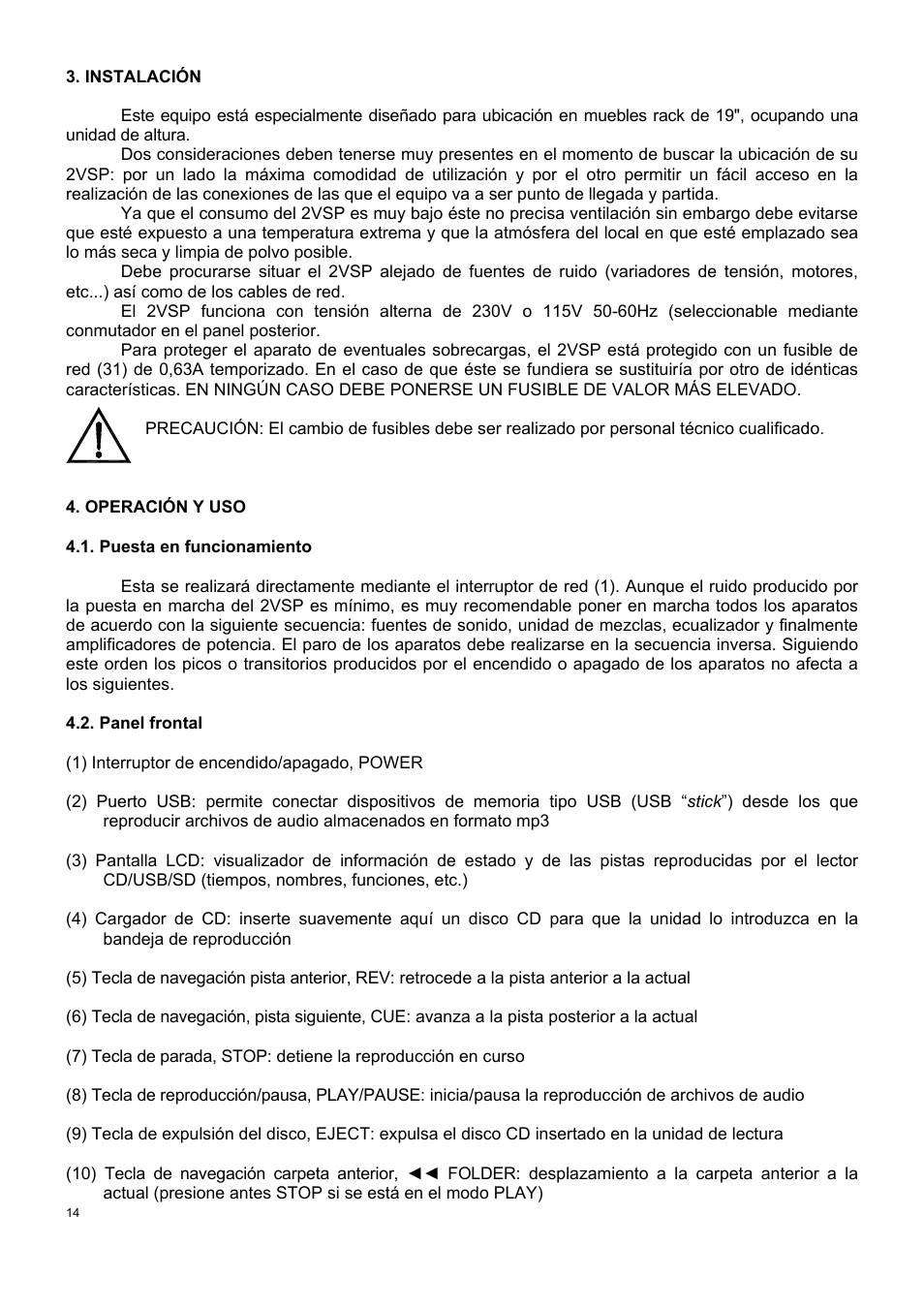 Ecler 2VSP-RS User Manual | Page 14 / 40